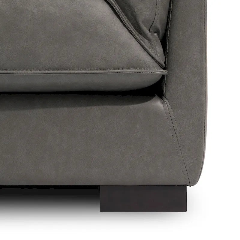 Canapé en cuir véritable de 90 pouces, 3 places, style moderne du milieu du siècle, accoudoirs inclinables, naturel / graphite, 3 personnes