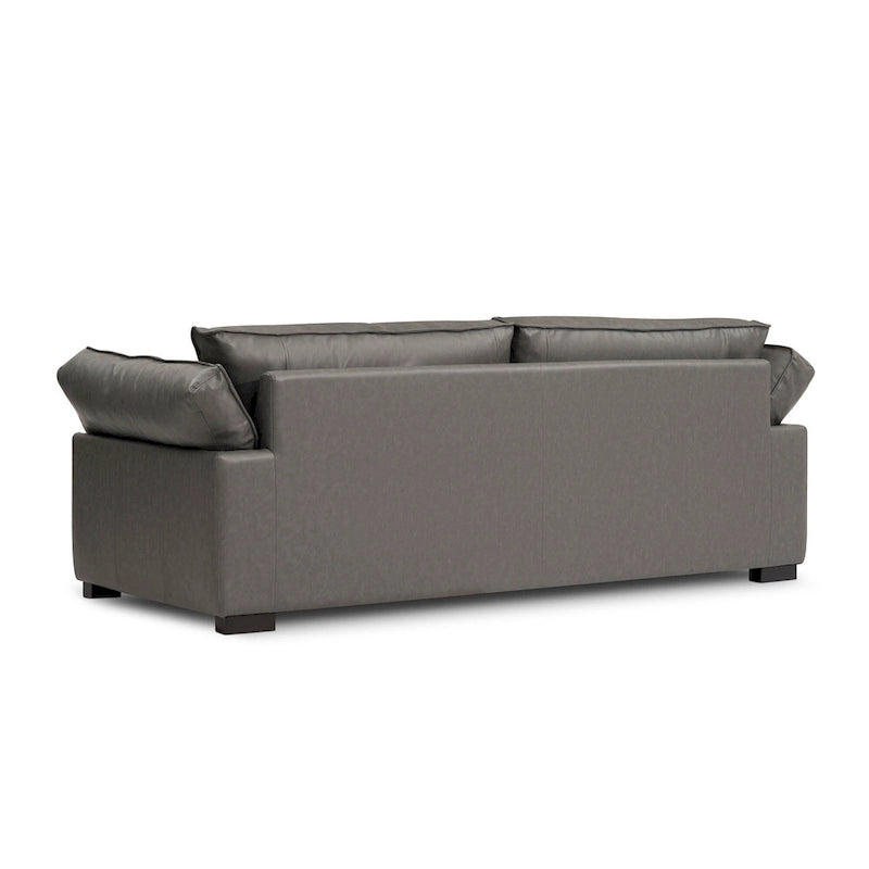 Canapé en cuir véritable de 90 pouces, 3 places, style moderne du milieu du siècle, accoudoirs inclinables, naturel / graphite, 3 personnes