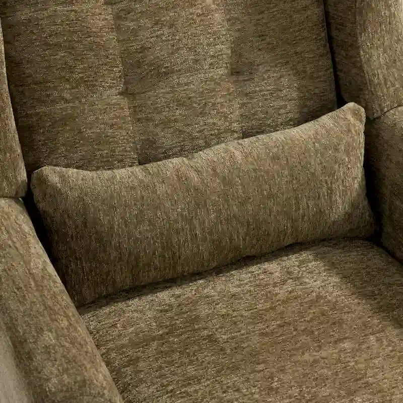 Fauteuil d'appoint, capitonné, tissu chenille, pieds fuselés en bois, vert olive, 1 personne
