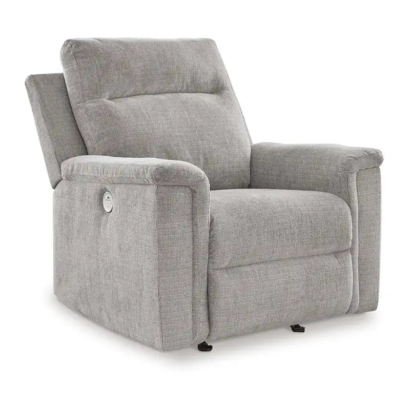 Fauteuil inclinable motorisé, contrôle à une touche, port USB, micro-chenille, style contemporain, gris cendré, 1 personne