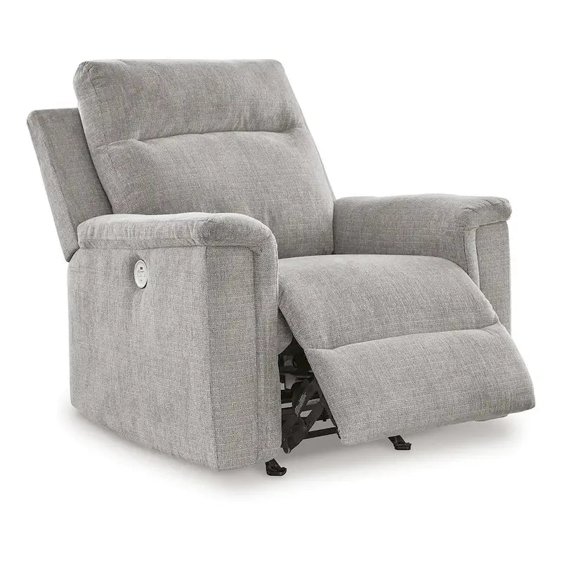 Fauteuil inclinable motorisé, contrôle à une touche, port USB, micro-chenille, style contemporain, gris cendré, 1 personne