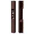 Armoire de rangement haute et étroite, 5 étagères ouvertes, 1 tiroir, 2 placards fermés, colonne de salle de bain, style moderne, marron / gris / noir, 1 unité