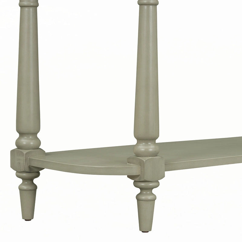 Console étroite, pieds fuseau, 1 tiroir, étagère ouverte, coins arrondis, gris, 1 unité