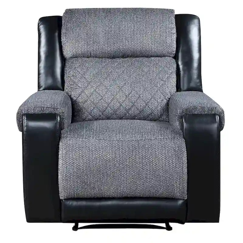 Fauteuil inclinable planeur manuel, 2 positions, similicuir et tissu, style moderne, noir/gris, 1 personne
