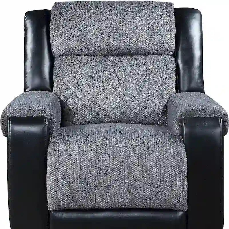 Fauteuil inclinable planeur manuel, 2 positions, similicuir et tissu, style moderne, noir/gris, 1 personne