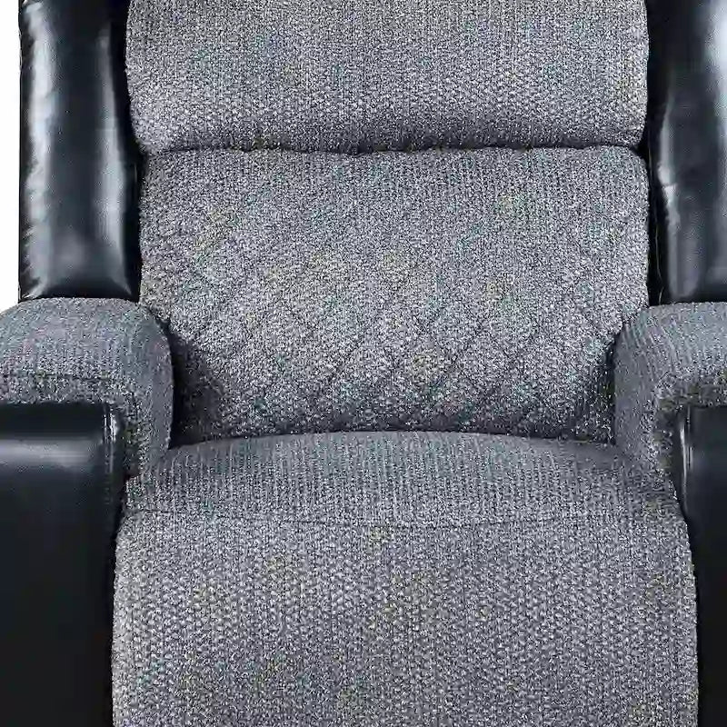 Fauteuil inclinable planeur manuel, 2 positions, similicuir et tissu, style moderne, noir/gris, 1 personne