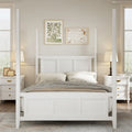 Lit à baldaquin King Size, montants de 190,5 cm de haut, détails de grille horizontale, pin massif, style traditionnel, blanc, 2 personnes