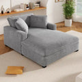 Chaise longue, surdimensionnée, pieds en bois massif, revêtement en tissu, gris, 1-2 personnes