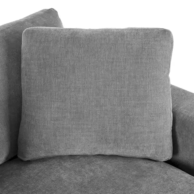 Chaise longue, surdimensionnée, pieds en bois massif, revêtement en tissu, gris, 1-2 personnes