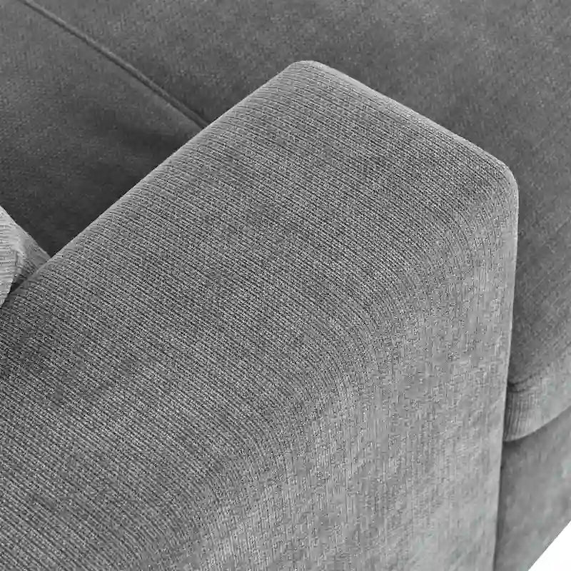Chaise longue, surdimensionnée, pieds en bois massif, revêtement en tissu, gris, 1-2 personnes