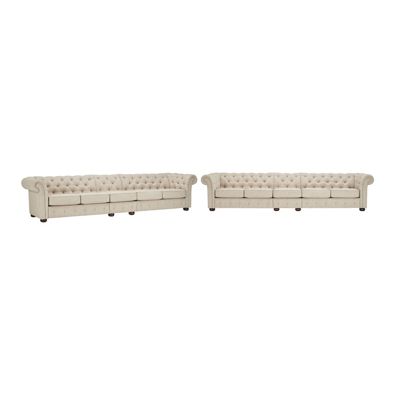Canapé modulable Chesterfield, capitonné, accoudoirs roulés, revêtement en tissu, style classique, 4 / 5 / 6 places