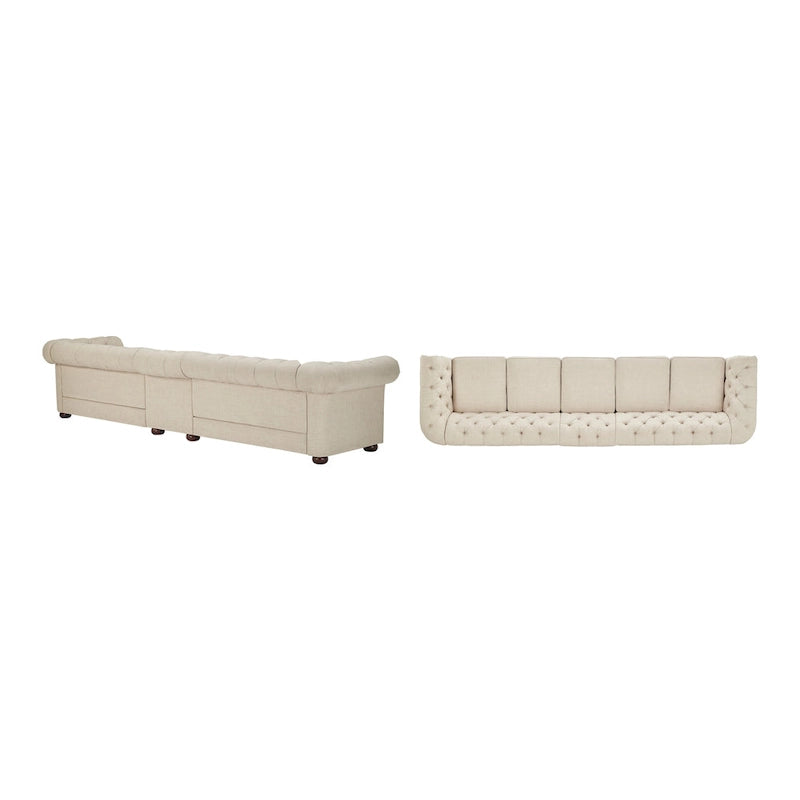 Canapé modulable Chesterfield, capitonné, accoudoirs roulés, revêtement en tissu, style classique, 4 / 5 / 6 places