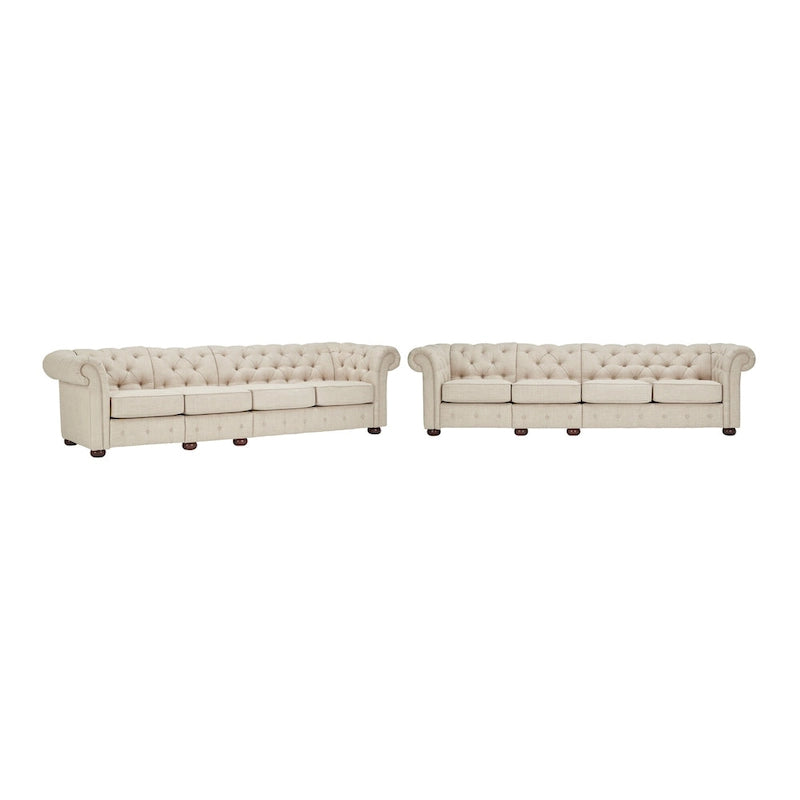 Canapé modulable Chesterfield, capitonné, accoudoirs roulés, revêtement en tissu, style classique, 4 / 5 / 6 places