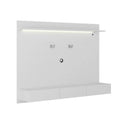 Meuble TV mural de 180 cm, panneau flottant, 3 tiroirs, éclairage LED, blanc / noir / naturel, 1 unité