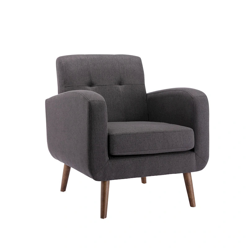 Fauteuil d'appoint capitonné, revêtement tissu ou PU, pieds en bois d'hévéa, multicolore, 1 personne