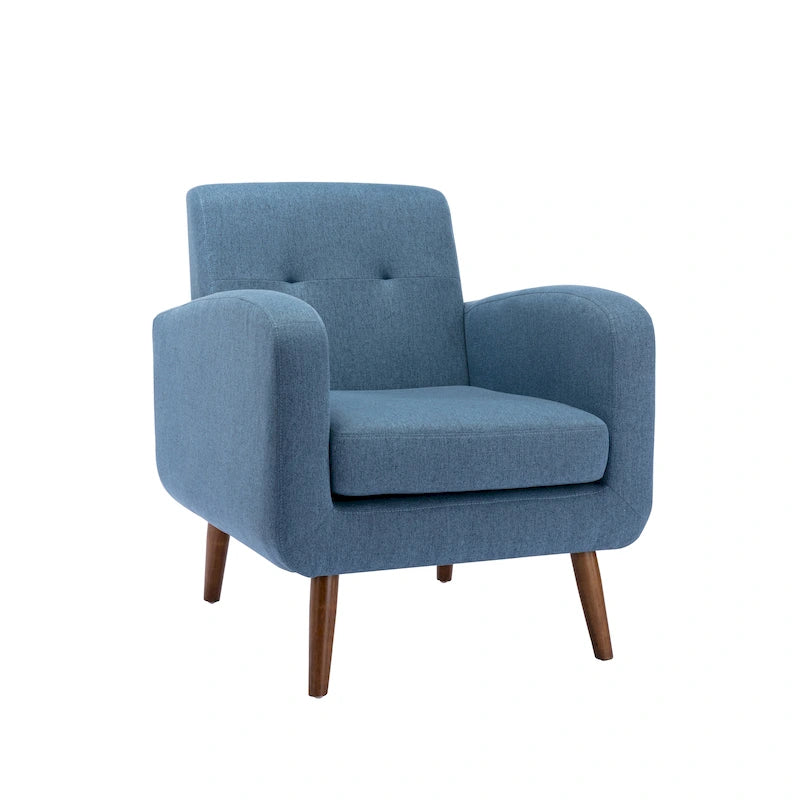 Fauteuil d'appoint capitonné, revêtement tissu ou PU, pieds en bois d'hévéa, multicolore, 1 personne
