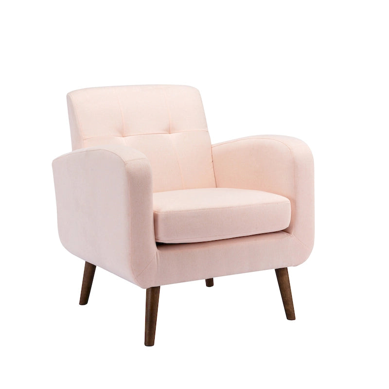 Fauteuil d'appoint capitonné, revêtement tissu ou PU, pieds en bois d'hévéa, multicolore, 1 personne