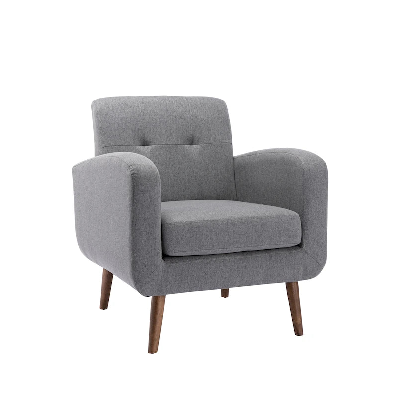 Fauteuil d'appoint capitonné, revêtement tissu ou PU, pieds en bois d'hévéa, multicolore, 1 personne