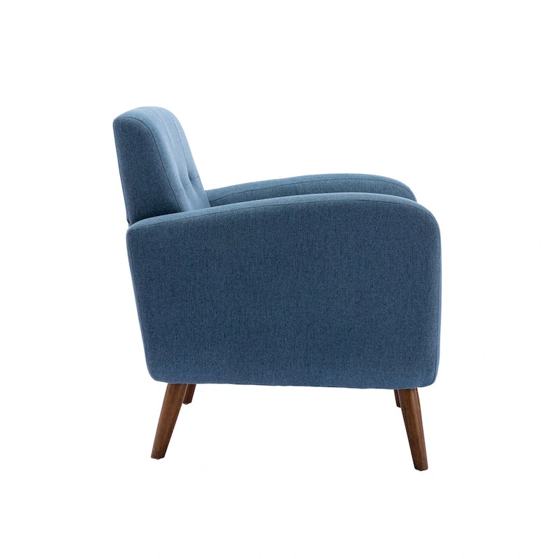 Fauteuil d'appoint capitonné, revêtement tissu ou PU, pieds en bois d'hévéa, multicolore, 1 personne