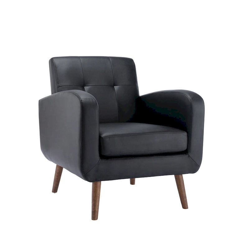 Fauteuil d'appoint capitonné, revêtement tissu ou PU, pieds en bois d'hévéa, multicolore, 1 personne