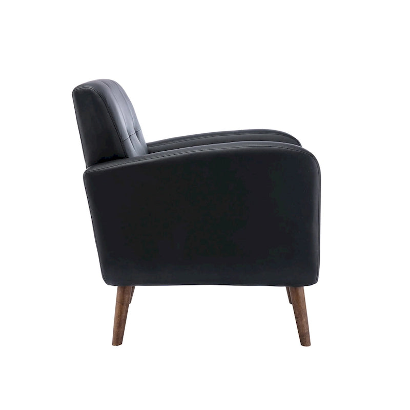Fauteuil d'appoint capitonné, revêtement tissu ou PU, pieds en bois d'hévéa, multicolore, 1 personne