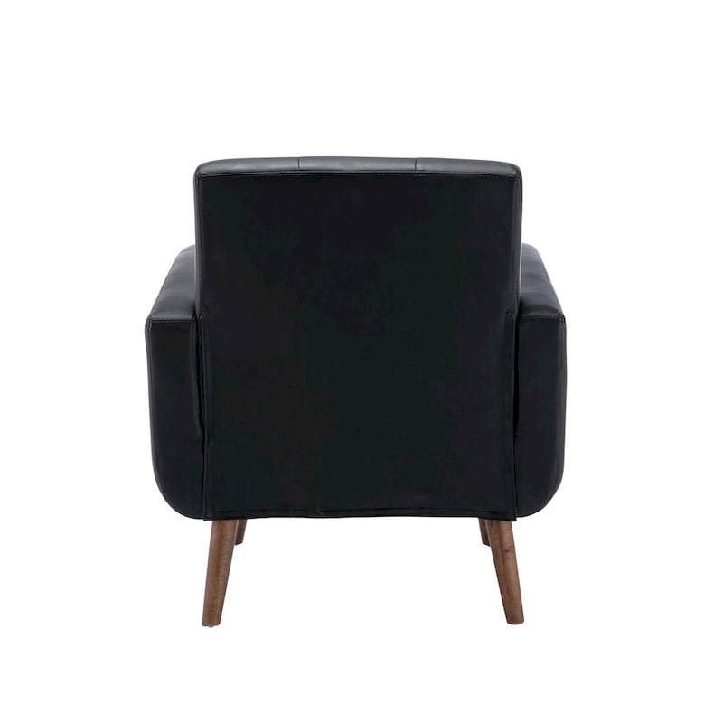 Fauteuil d'appoint capitonné, revêtement tissu ou PU, pieds en bois d'hévéa, multicolore, 1 personne