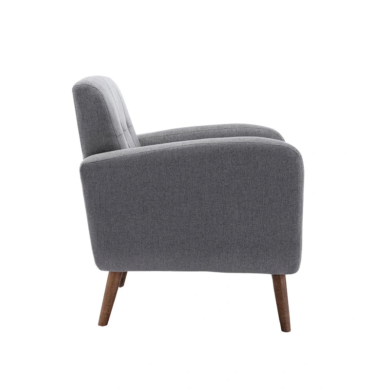 Fauteuil d'appoint capitonné, revêtement tissu ou PU, pieds en bois d'hévéa, multicolore, 1 personne