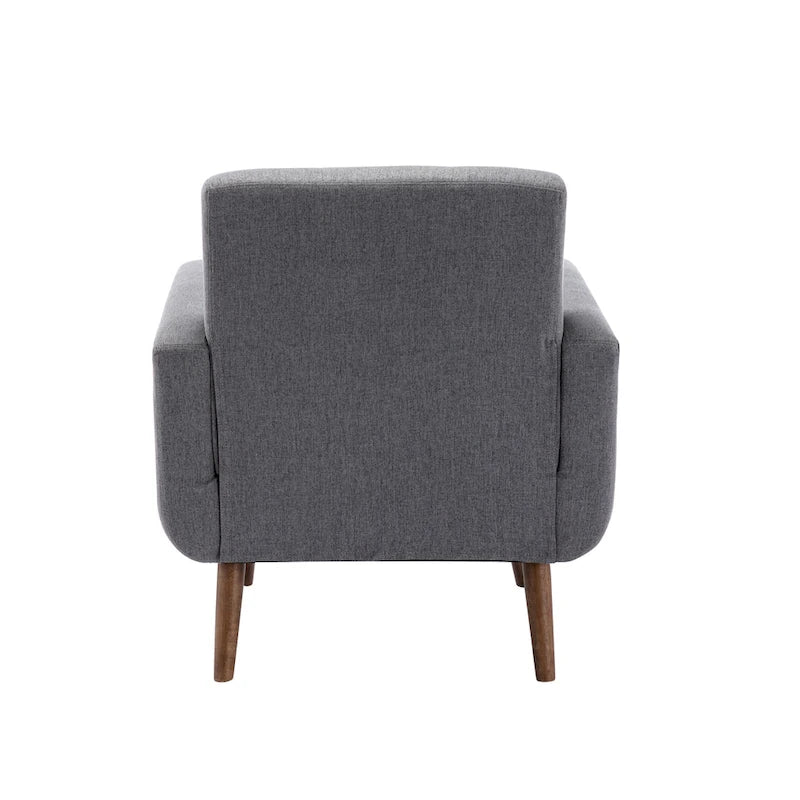 Fauteuil d'appoint capitonné, revêtement tissu ou PU, pieds en bois d'hévéa, multicolore, 1 personne