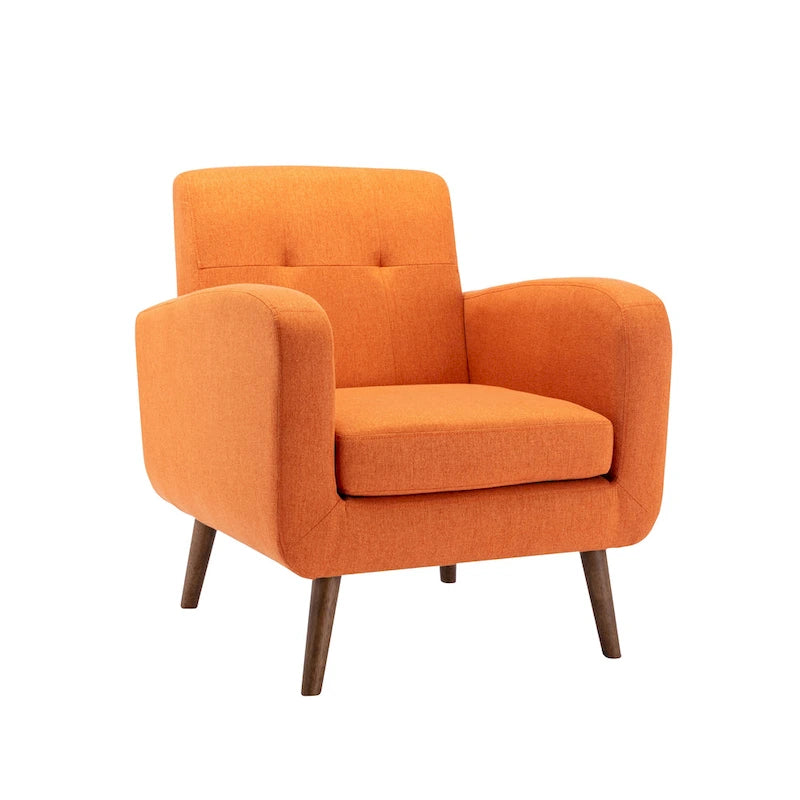 Fauteuil d'appoint capitonné, revêtement tissu ou PU, pieds en bois d'hévéa, multicolore, 1 personne