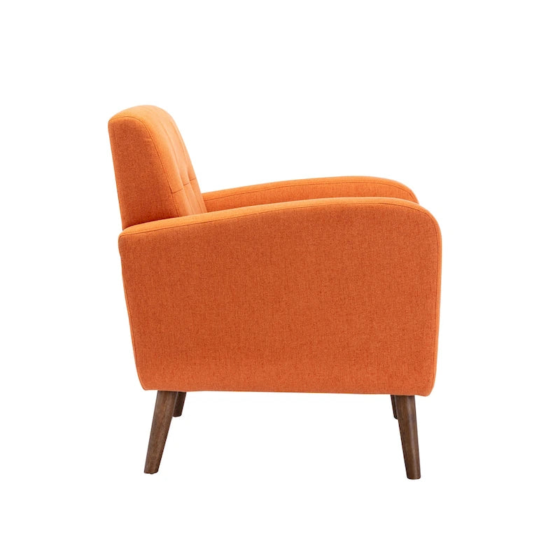 Fauteuil d'appoint capitonné, revêtement tissu ou PU, pieds en bois d'hévéa, multicolore, 1 personne