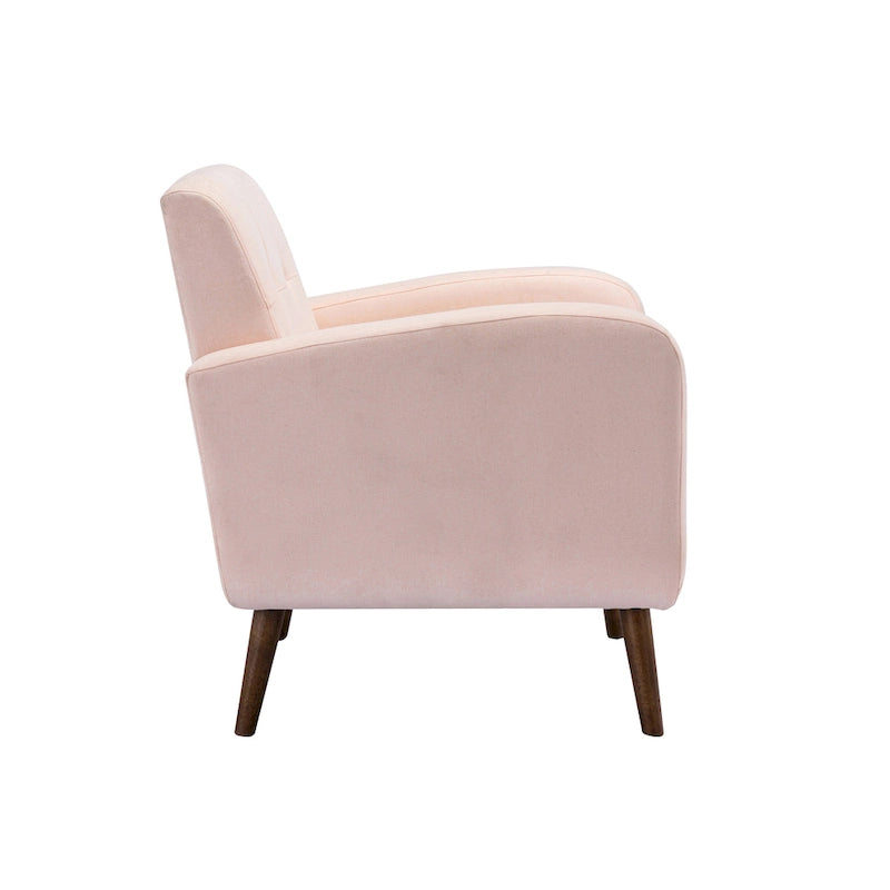 Fauteuil d'appoint capitonné, revêtement tissu ou PU, pieds en bois d'hévéa, multicolore, 1 personne