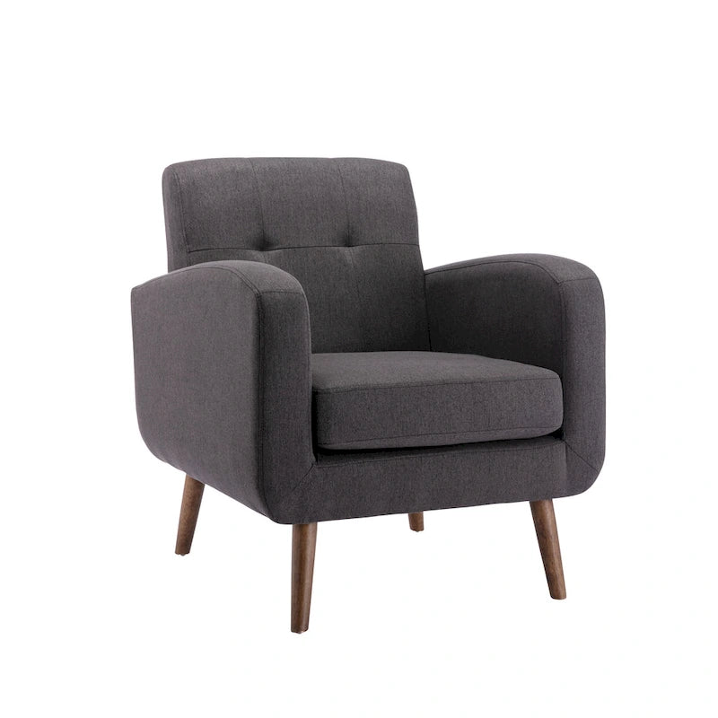 Fauteuil d'appoint capitonné, revêtement tissu ou PU, pieds en bois d'hévéa, multicolore, 1 personne