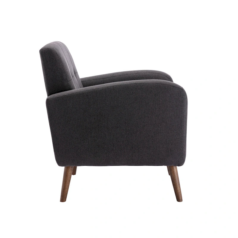 Fauteuil d'appoint capitonné, revêtement tissu ou PU, pieds en bois d'hévéa, multicolore, 1 personne