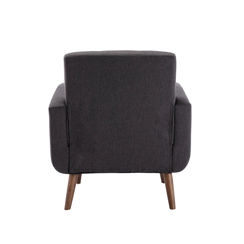 Fauteuil d'appoint capitonné, revêtement tissu ou PU, pieds en bois d'hévéa, multicolore, 1 personne