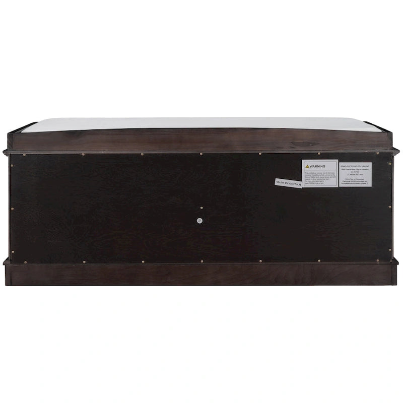 Banc de rangement, 4 portes magnétiques, étagères réglables, coussin en lin, style classique, blanc/espresso/bleu marine antique/gris délavé, 1 unité