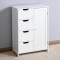 Meuble de rangement bas, 4 tiroirs, 1 porte avec étagère réglable, finition brillante, style moderne, blanc, 1 unité