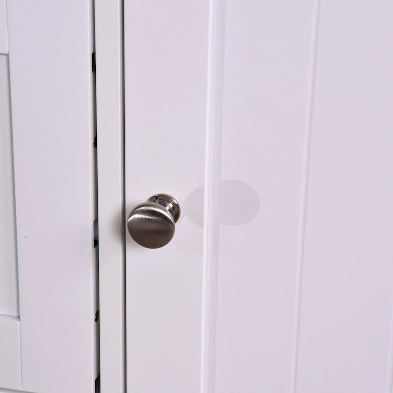 Meuble de rangement bas, 4 tiroirs, 1 porte avec étagère réglable, finition brillante, style moderne, blanc, 1 unité