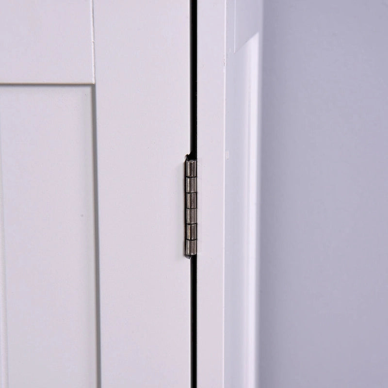 Meuble de rangement bas, 4 tiroirs, 1 porte avec étagère réglable, finition brillante, style moderne, blanc, 1 unité