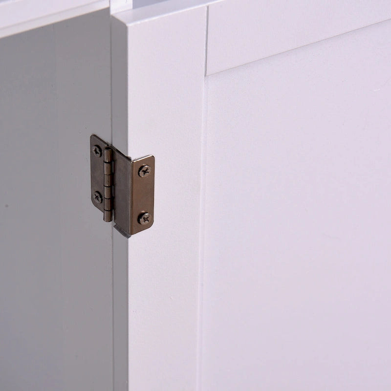 Meuble de rangement bas, 4 tiroirs, 1 porte avec étagère réglable, finition brillante, style moderne, blanc, 1 unité