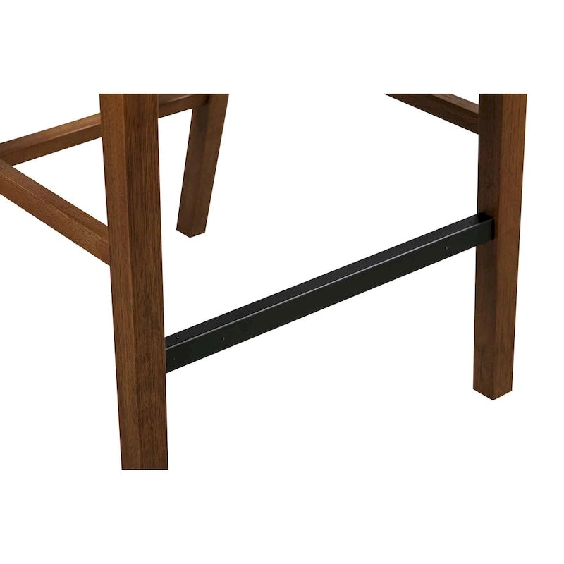 Tabouret de comptoir ou de bar en bois, siège en similicuir, pieds en bois d'hévéa, marron, 1 personne
