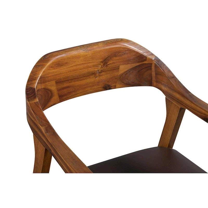 Tabouret de comptoir ou de bar en bois, siège en similicuir, pieds en bois d'hévéa, marron, 1 personne