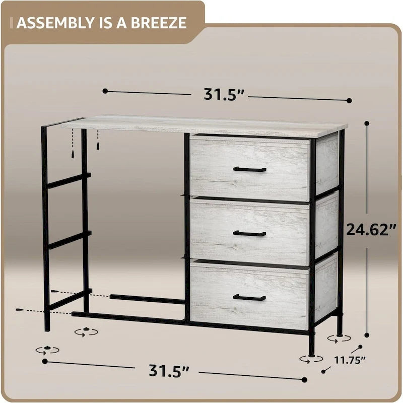 Commode en tissu à 6 tiroirs, cadre en acier, tiroirs pliables, style moderne, greige, 1 unité