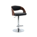 Tabouret de bar réglable en hauteur, cuir PU, pivotant à 360°, vérin à gaz, pied chromé, style moderne, noir/blanc, 1 personne