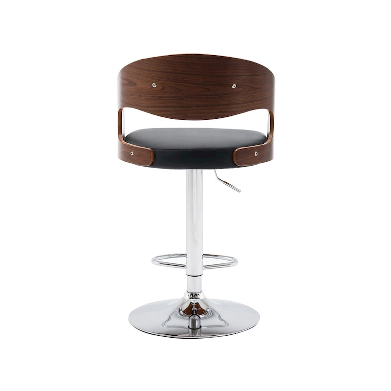 Tabouret de bar réglable en hauteur, cuir PU, pivotant à 360°, vérin à gaz, pied chromé, style moderne, noir/blanc, 1 personne