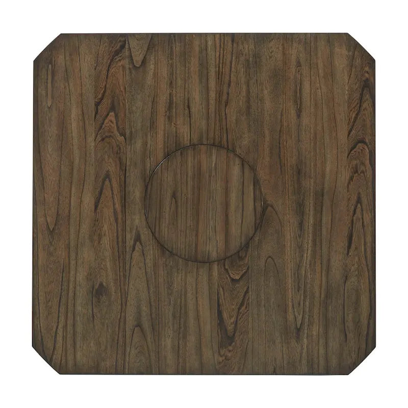Table à manger ronde extensible, à abattants, avec plateau tournant, piètement piédestal en X, style ferme, couleur expresso, 4-6 places