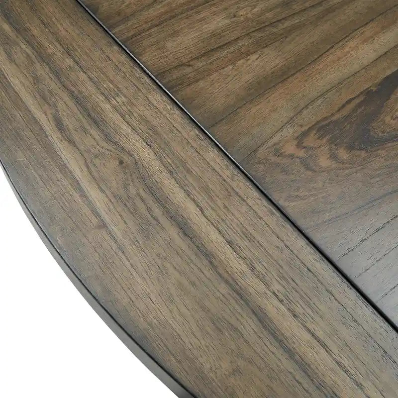 Table à manger ronde extensible, à abattants, avec plateau tournant, piètement piédestal en X, style ferme, couleur expresso, 4-6 places