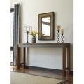 Table de bar 183 cm, plateau placage acacia, piétement métal canon de fusil, style industriel, brun vieilli, 4 places