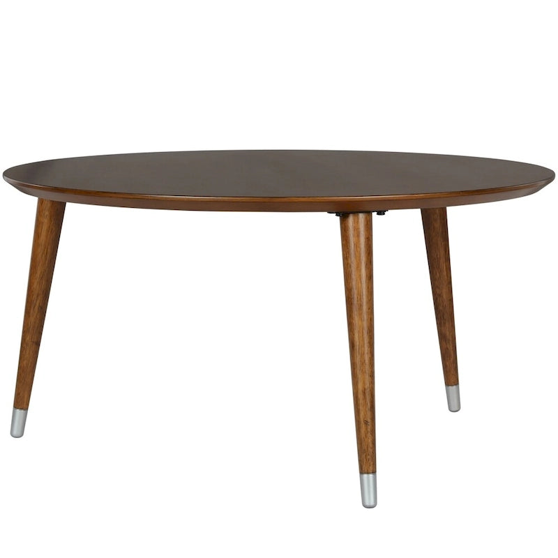 Table basse ronde de 35 pouces, pieds fuseau, style Mid-Century, expresso / noyer, 1 unité