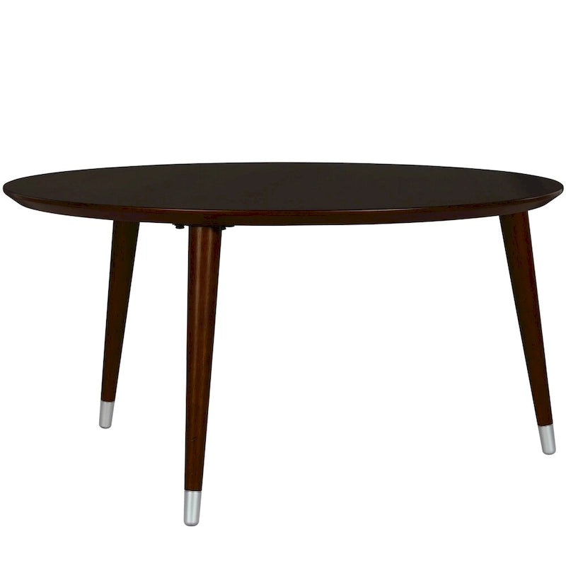 Table basse ronde de 35 pouces, pieds fuseau, style Mid-Century, expresso / noyer, 1 unité