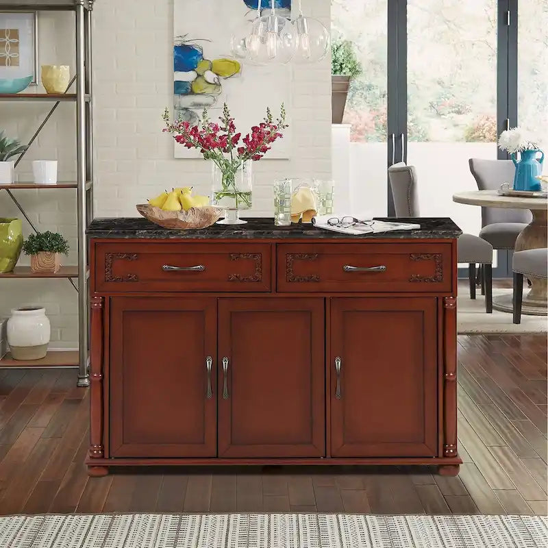 Desserte de cuisine roulante, dessus rabattable, 2 tiroirs, armoire, porte-bouteilles et porte-serviettes, 4 roulettes verrouillables, style traditionnel, marron / crème / noir / gris / blanc, 1 unité